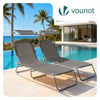 Lot de 2 chaise longue pliante avec pare soleil gris - vuunut.com