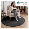 Tapis de salon poils ras doux antiderapant ф120cm uni anthracite - vuunut.com