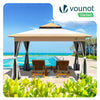 Tonnelle de jardin exterieure pliable avec moustiquaire 3.6x3.6m beige - vuunut.com