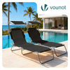 Lot de 2 chaise longue pliante avec pare soleil noir - vuunut.com