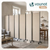 Paravent interieur separateur avec roue 6 panneaux autoportant pliable 340 x 30 x 171 cm Beige - vuunut.com