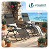 Chaise Longue inclinable en testilene avec porte gobelet et portable Noir Lot de 2 - vuunut.com