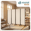 Paravent interieur separateur avec roue 4 panneaux autoportant pliable 228x 30 x 171 cm Beige - vuunut.com