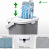 Balai microfibre et Seau Essoreur avec 6 serpillères Réutilisables Balai Plat Double compartiment gris - vuunut.com