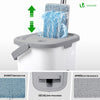Balai microfibre et Seau Essoreur avec 6 serpillères Réutilisables Balai Plat Double compartiment blanc - vuunut.com