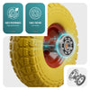 Lot de 4 Roue increvable 3.5-4 en PU pour brouette diable alesage 16mm 260x85mm Jaune - vuunut.com