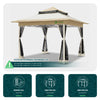 Tonnelle de jardin exterieure pliable avec moustiquaire Pop up 3.6x3.6m beige - vuunut.com
