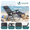 Chaise Longue inclinable en textilene avec porte gobelet et portable Noir Lot de 1 - vuunut.com