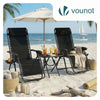 Lot de 2 Chaise longue inclinable en textilene avec table d'appoint porte gobelet et portable noir - vuunut.com