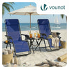 Lot de 2 Chaise longue inclinable en textilene avec table d'appoint porte gobelet et portable bleu - vuunut.com