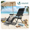 Chaise Longue inclinable en textilene avec porte gobelet et portable Noir Lot de 1 - vuunut.com