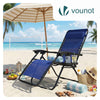Chaise longue inclinable en textilene avec porte gobelet et portable bleue - vuunut.com