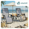Lot de 2 Chaise longue inclinable en textilene avec table d'appoint porte gobelet et portable gris - vuunut.com