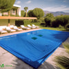 Bache piscine rectangulaire double couche en Polyethylene 160 gr/m2 avec filet ecoulement 4x7m Bleue - vuunut.com