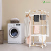 Sechoir a linge etendoir tour pliable 3 niveaux 69x69x136 cm style bois blanc - vuunut.com