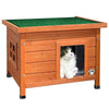 Maison pour Chat en bois avec toit bitumé autoportant et porte à lamelles PVC - vuunut.com
