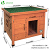 Maison pour Chat en bois avec toit bitumé autoportant et porte à lamelles PVC - vuunut.com