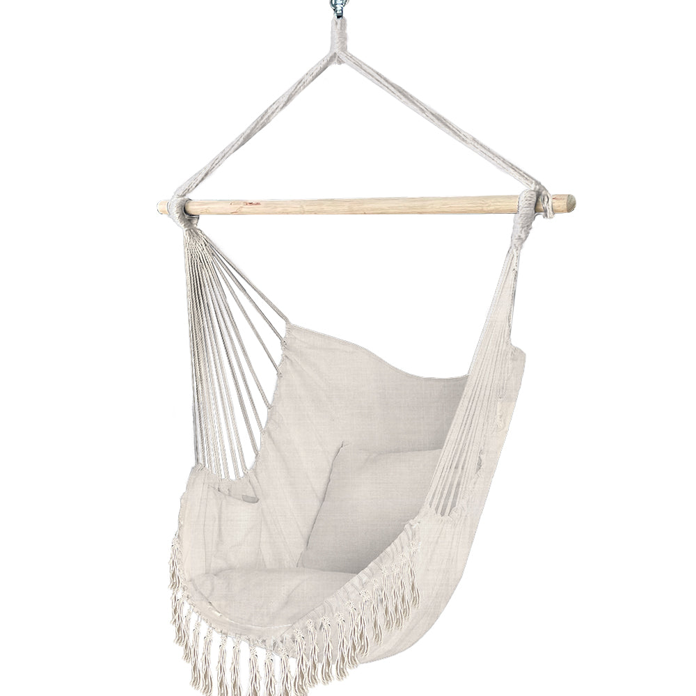 Chaise suspendue hamac avec 2 oreillers Beige - vuunut.com