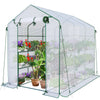 Serre de jardin avec etageres et bache PE renforcee 135g/m2 143x215x195cm - vuunut.com