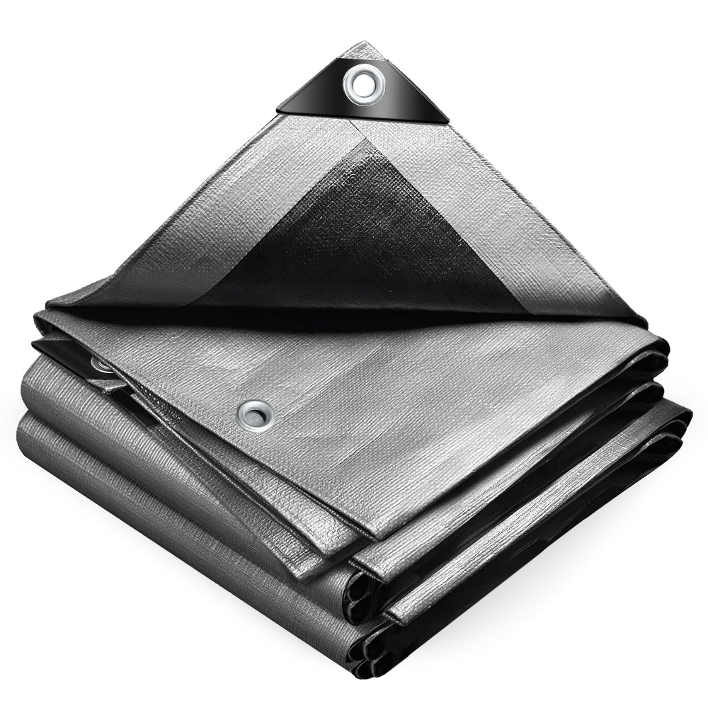 Bâche de Protection en Polyéthylène resistant et impermeable 240g/m² gris et noir 1.5x6m - vuunut.com