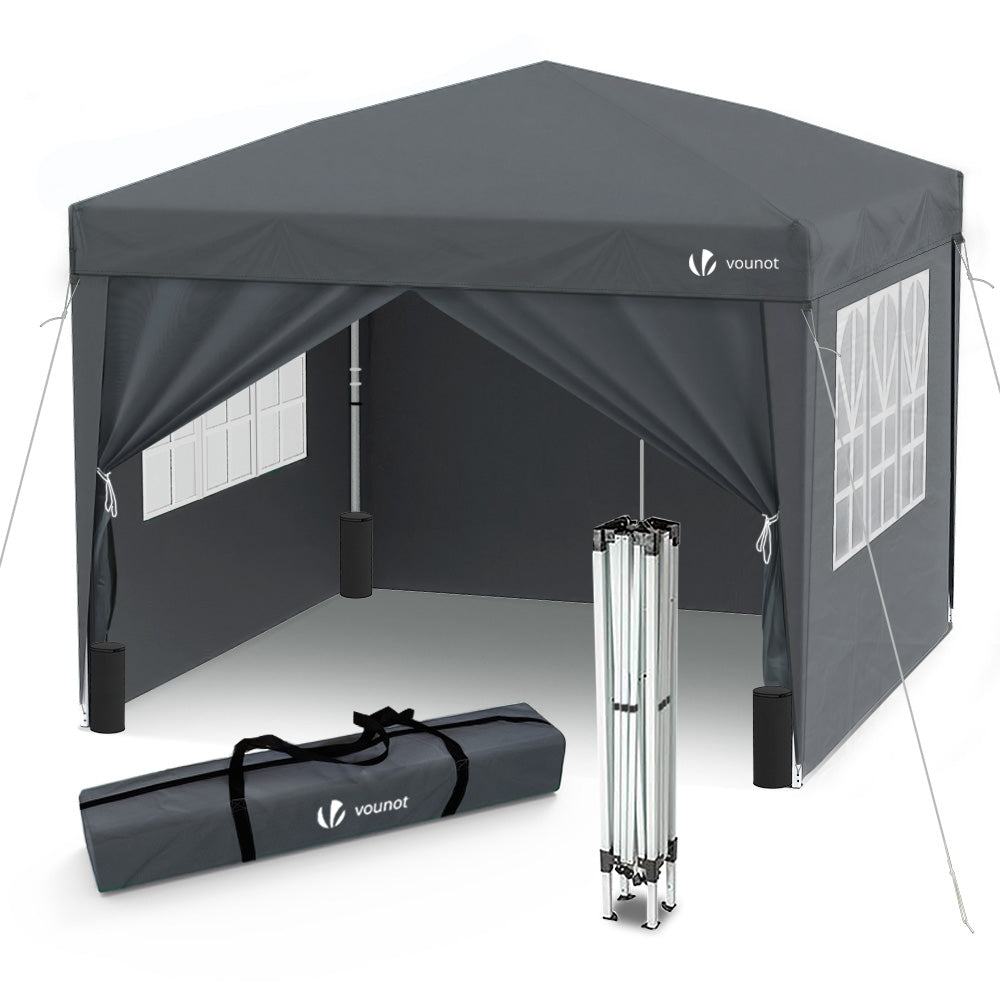 Tonnelle de Jardin 3x3m Pliable avec portes et fenêtres Gris - vuunut.com