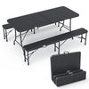 Ensemble de Table et bancs camping pliables 180cm HDPE Style Polyrotin noir - vuunut.com