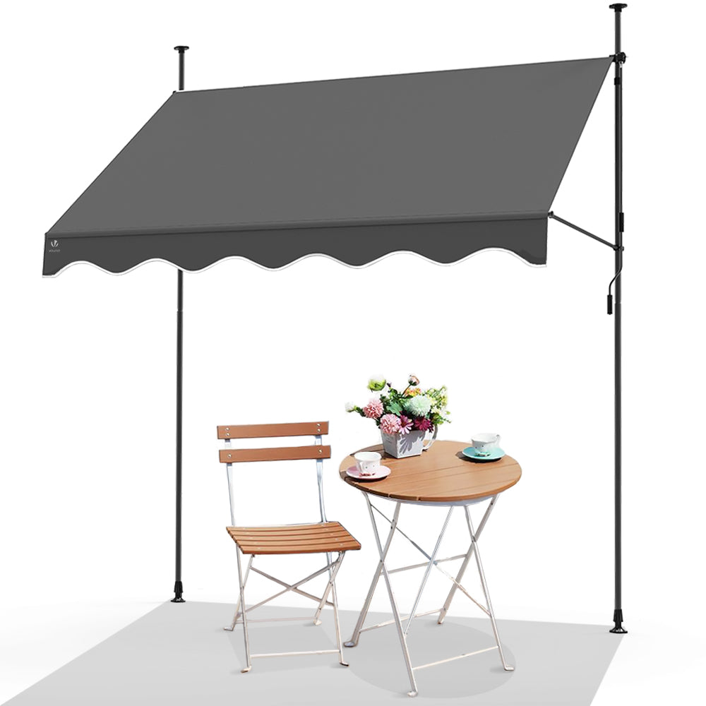 Auvent retractable manuel sans percage 200cm Gris - vuunut.com