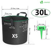 Lot 5 sacs de plantation non tisse 30L avec poignee Noir - vuunut.com