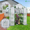 Serre de jardin avec etageres et bache PE renforcee 135g/m2 143x215x195cm - vuunut.com