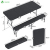 Ensemble de Table et bancs camping pliables 180cm HDPE Style Polyrotin noir - vuunut.com