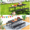 Ensemble de Table et bancs camping pliables 180cm HDPE Style Polyrotin noir - vuunut.com