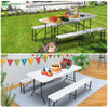 Ensemble de Table et bancs camping pliables 180cm HDPE blanc - vuunut.com