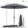Parasol inclinable 270cm Shanghai avec housse de protection gris - vuunut.com
