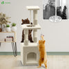Arbre à Chat 88cm avec Corde Griffoir Plateforme Niche Beige - vuunut.com