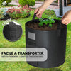 Lot 3 sacs de plantation non tisse avec fenetre velcro et poignee 43L Noir - vuunut.com