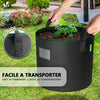 Lot 5 sacs de plantation non tisse 30L avec poignee Noir - vuunut.com
