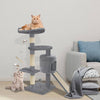 Arbre à Chat 115cm avec Griffoir Plateforme Niche L Gris - VOUNOT