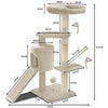 Arbre à Chat 112cm avec Griffoir Plateforme Niche L Beige - vuunut.com