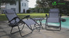 Chaise longue inclinable en textilene avec porte gobelet et portable gris